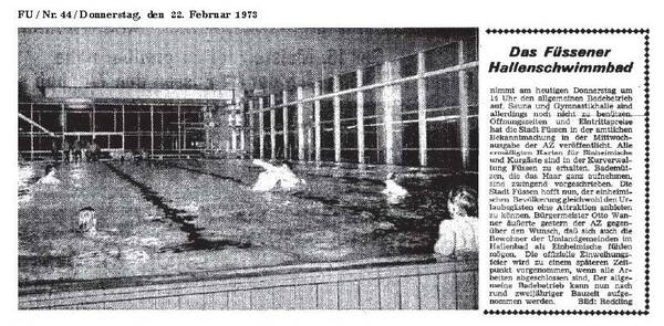 Artikel im Füssener Blatt vom 22. Februar 1973, Das Füssener Blatt
